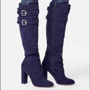 Navy Lace-Up Tall Boots